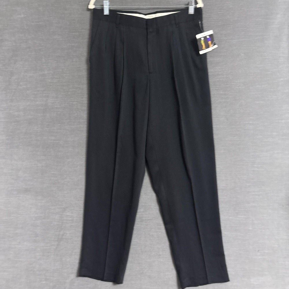 Vintage Impact Pants Mens 32x30 Black Pleated Trousers Made USA 90s Preppy NWT